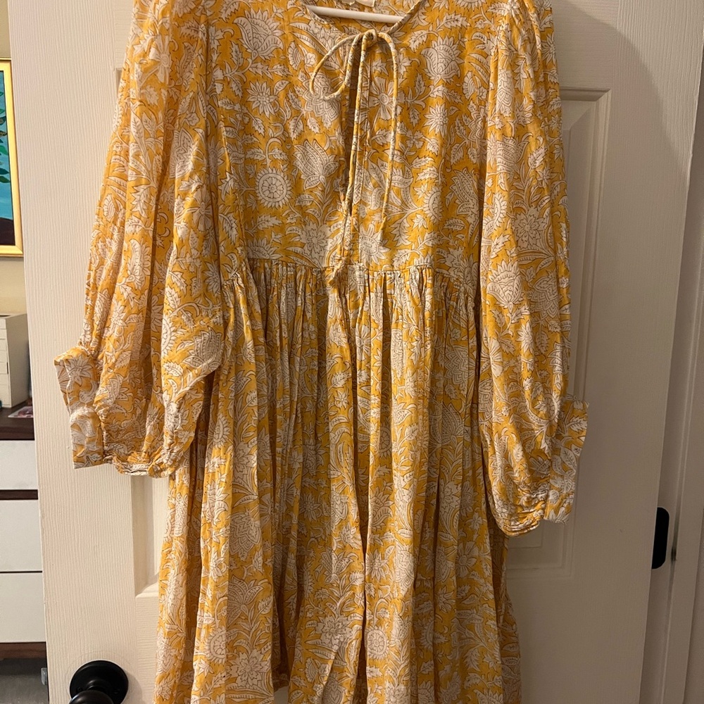 Floral Yellow and White Dress